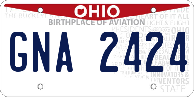 OH license plate GNA2424