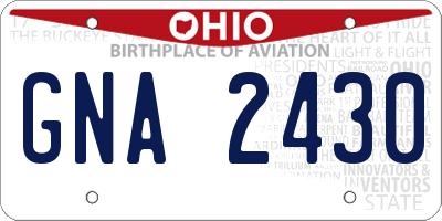 OH license plate GNA2430