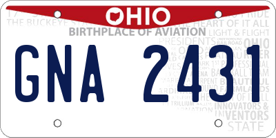 OH license plate GNA2431