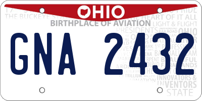 OH license plate GNA2432