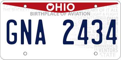 OH license plate GNA2434