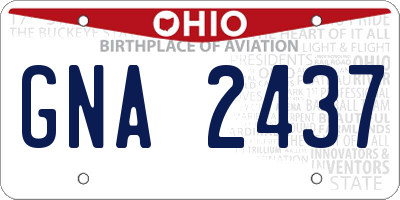 OH license plate GNA2437