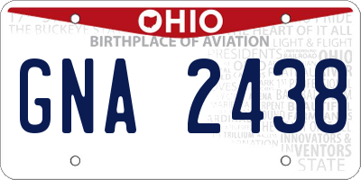 OH license plate GNA2438