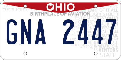 OH license plate GNA2447