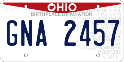 OH license plate GNA2457