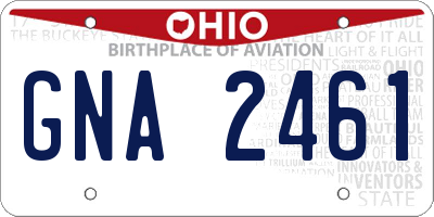 OH license plate GNA2461
