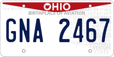 OH license plate GNA2467