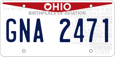 OH license plate GNA2471