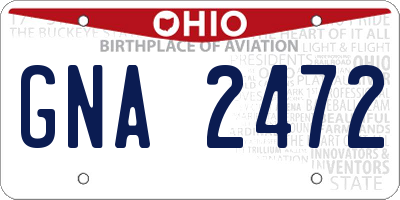OH license plate GNA2472