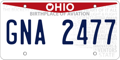 OH license plate GNA2477
