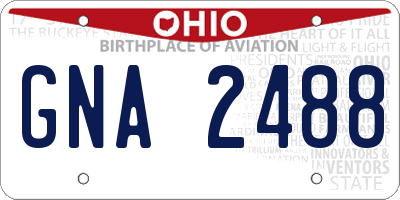 OH license plate GNA2488