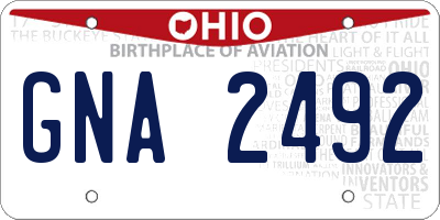 OH license plate GNA2492
