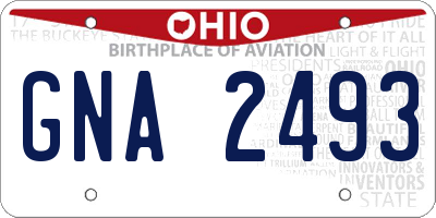 OH license plate GNA2493