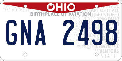 OH license plate GNA2498