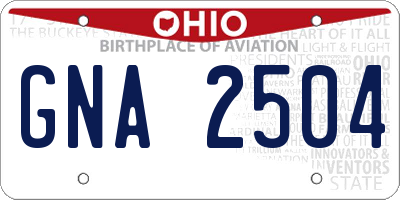 OH license plate GNA2504