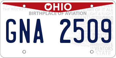 OH license plate GNA2509