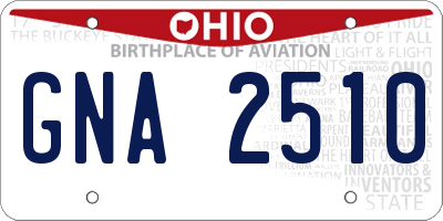 OH license plate GNA2510