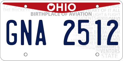 OH license plate GNA2512