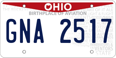 OH license plate GNA2517