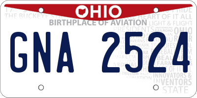 OH license plate GNA2524