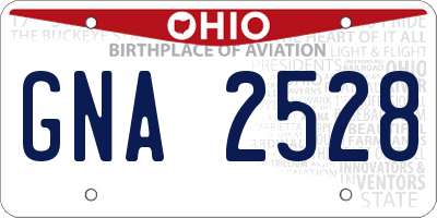 OH license plate GNA2528