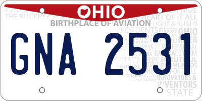 OH license plate GNA2531