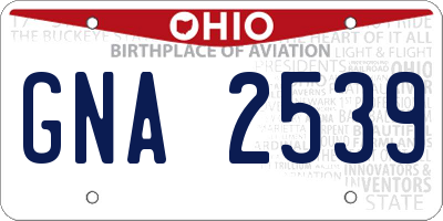 OH license plate GNA2539