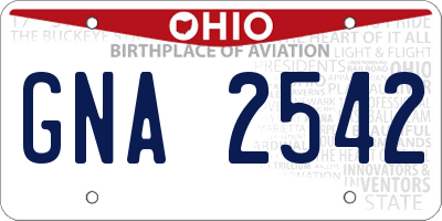 OH license plate GNA2542