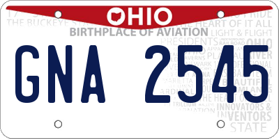 OH license plate GNA2545