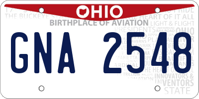 OH license plate GNA2548