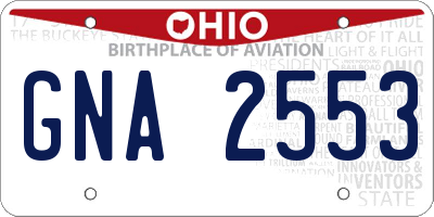 OH license plate GNA2553