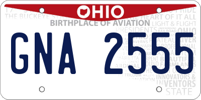 OH license plate GNA2555