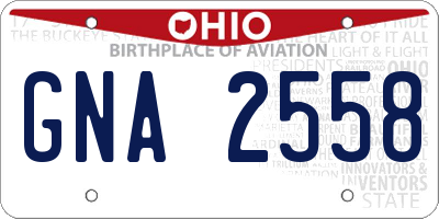 OH license plate GNA2558