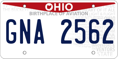 OH license plate GNA2562