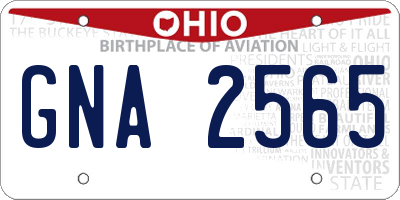 OH license plate GNA2565