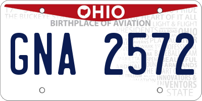 OH license plate GNA2572