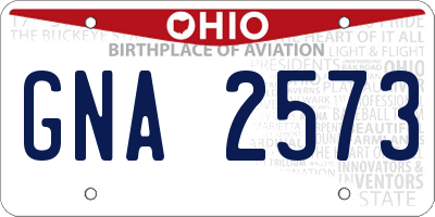 OH license plate GNA2573