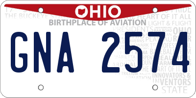 OH license plate GNA2574