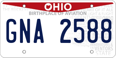 OH license plate GNA2588