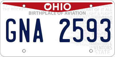 OH license plate GNA2593