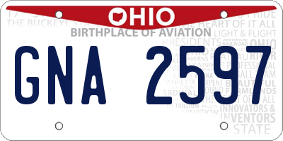 OH license plate GNA2597