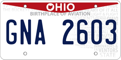 OH license plate GNA2603