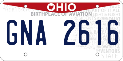OH license plate GNA2616