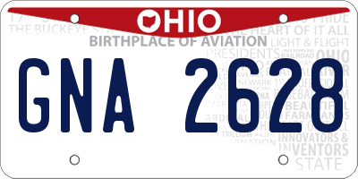OH license plate GNA2628