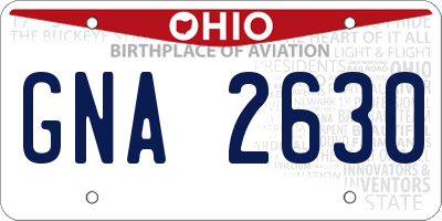 OH license plate GNA2630