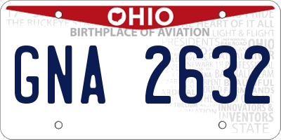 OH license plate GNA2632