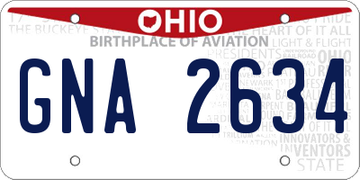 OH license plate GNA2634