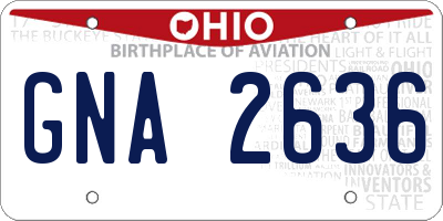 OH license plate GNA2636