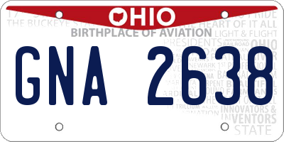 OH license plate GNA2638
