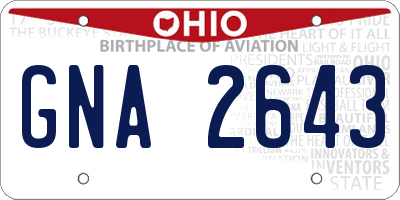 OH license plate GNA2643